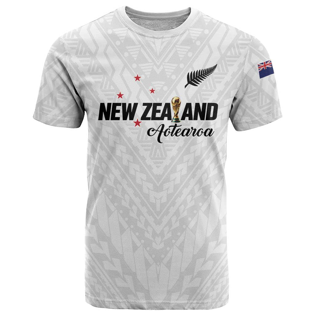Custom Football New Zealand T Shirt Aotearoa United White Version - Polynesian Pride