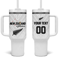 Custom Football New Zealand Tumbler With Handle Aotearoa United White Version - Polynesian Pride
