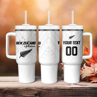 Custom Football New Zealand Tumbler With Handle Aotearoa United White Version - Polynesian Pride