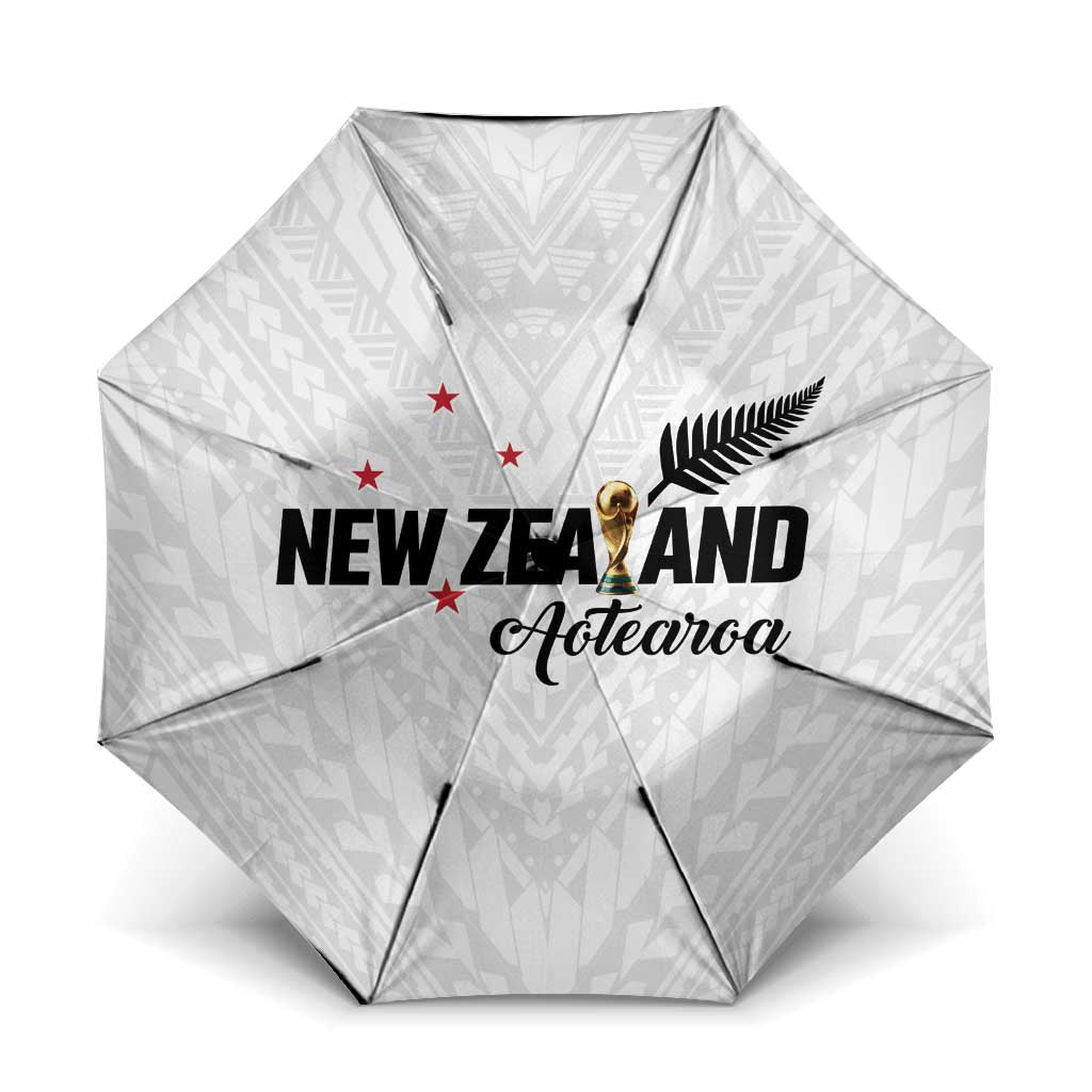 Football New Zealand Umbrella Aotearoa United White Version LT01 One Size Folded 11.42 inch Opened Diameter 37.4 inch White - Polynesian Pride