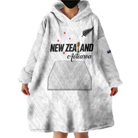 Custom Football New Zealand Wearable Blanket Hoodie Aotearoa United White Version - Polynesian Pride