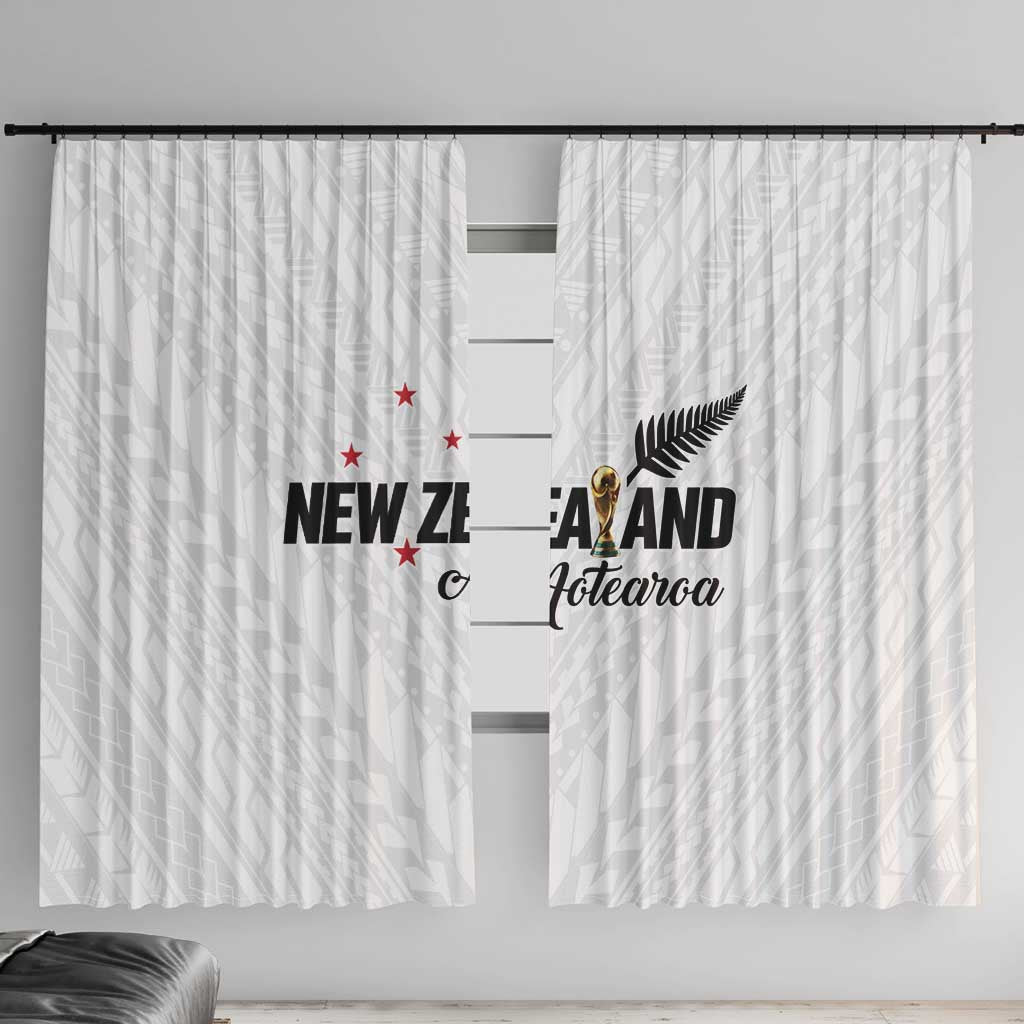 Football New Zealand Window Curtain Aotearoa United White Version LT01 With Hooks White - Polynesian Pride