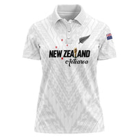 Custom Football New Zealand Women Polo Shirt Aotearoa United White Version - Polynesian Pride