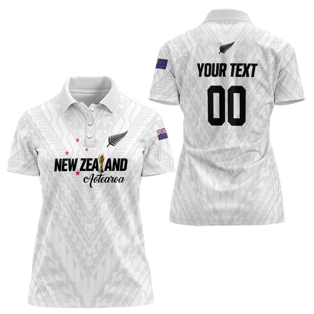 Custom Football New Zealand Women Polo Shirt Aotearoa United White Version - Polynesian Pride