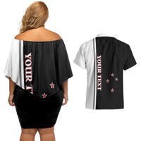 Personalised New Zealand 2025 Archery Basic Couples Matching Off Shoulder Short Dress and Hawaiian Shirt Archery NZ