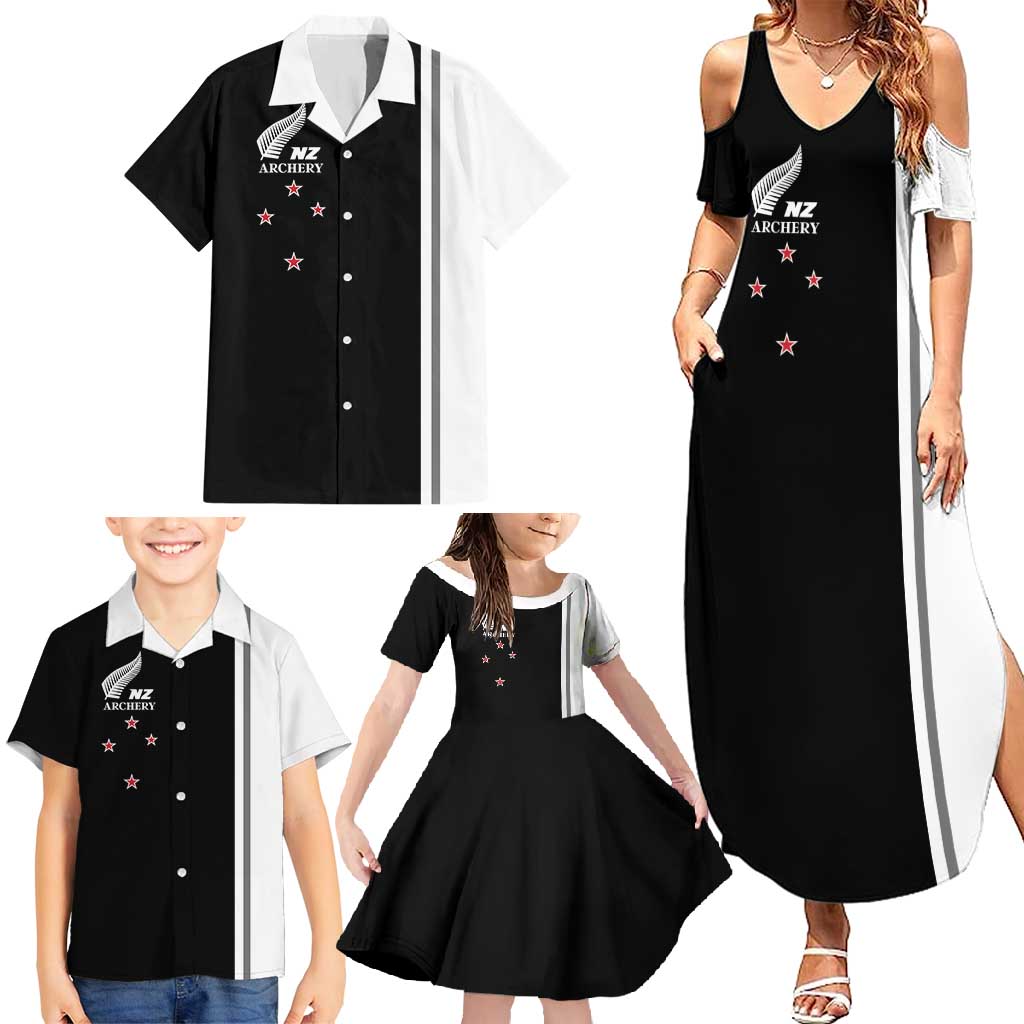 Personalised New Zealand 2025 Archery Basic Family Matching Summer Maxi Dress and Hawaiian Shirt Archery NZ