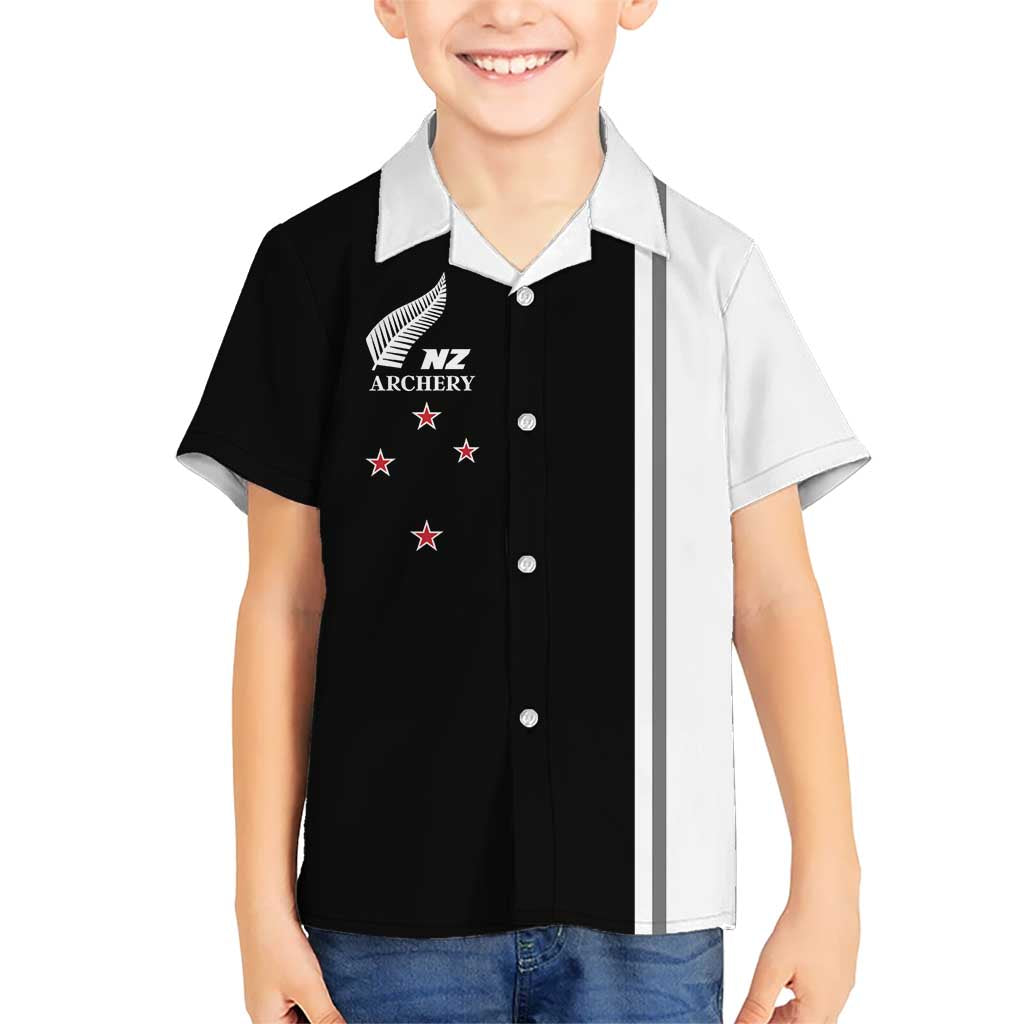 Personalised New Zealand 2025 Archery Basic Kid Hawaiian Shirt Archery NZ LT01 Kid Black - Polynesian Pride