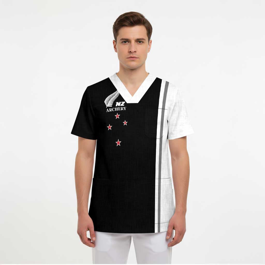 Personalised New Zealand 2025 Archery Basic Scrub Top Archery NZ - Polynesian Pride