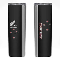 Personalised New Zealand 2025 Archery Basic Skinny Tumbler Archery NZ LT01 Black - Polynesian Pride