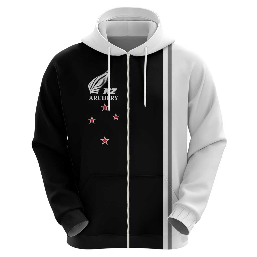 Personalised New Zealand 2025 Archery Basic Zip Hoodie Archery NZ LT01 - Polynesian Pride
