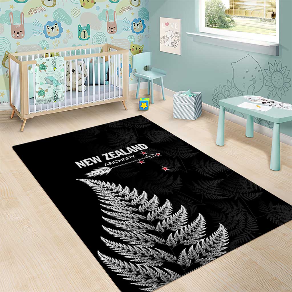 New Zealand 2025 Archery Area Rug Aotearoa Silver Arrows Black