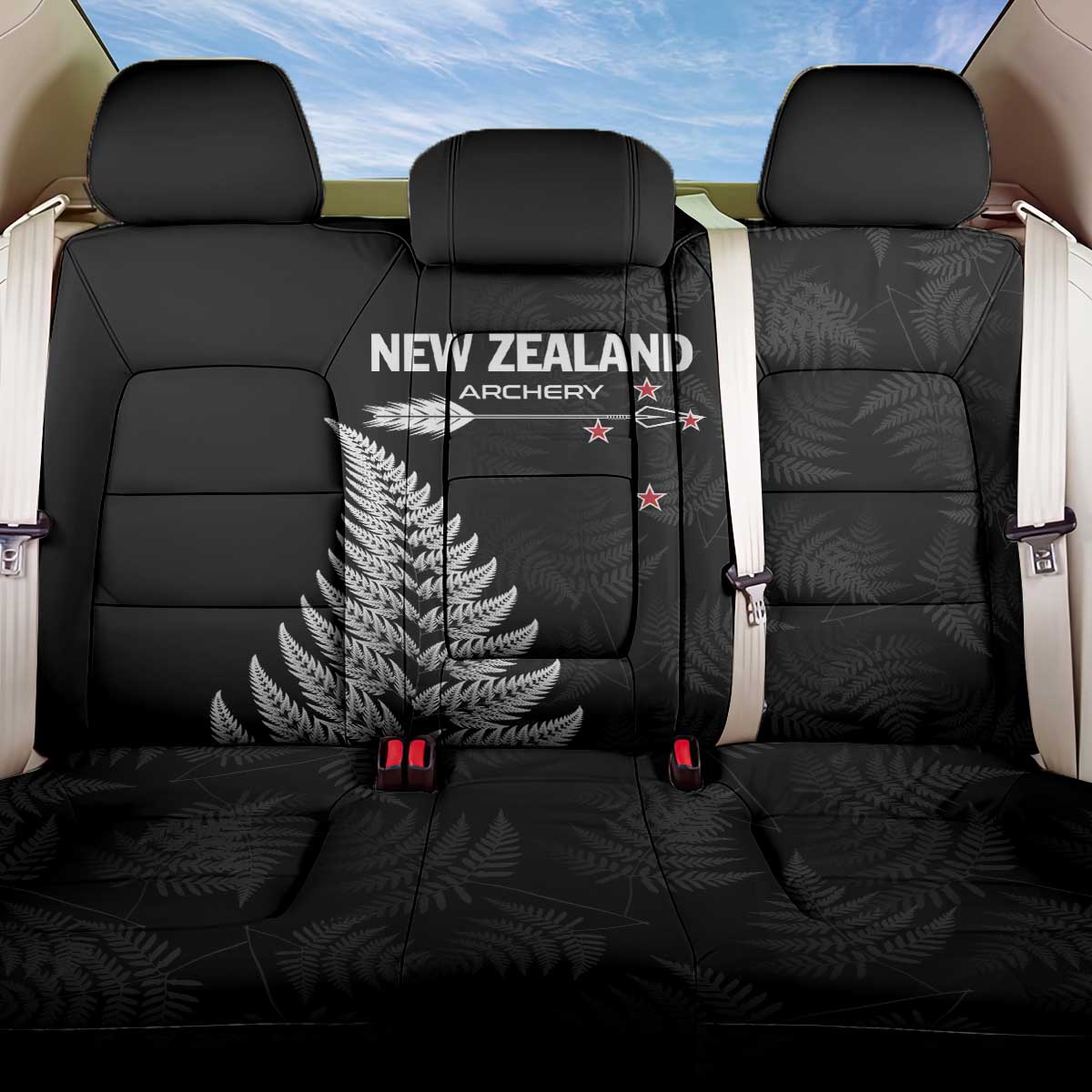 New Zealand 2025 Archery Back Car Seat Cover Aotearoa Silver Arrows Black LT01 One Size Black - Polynesian Pride
