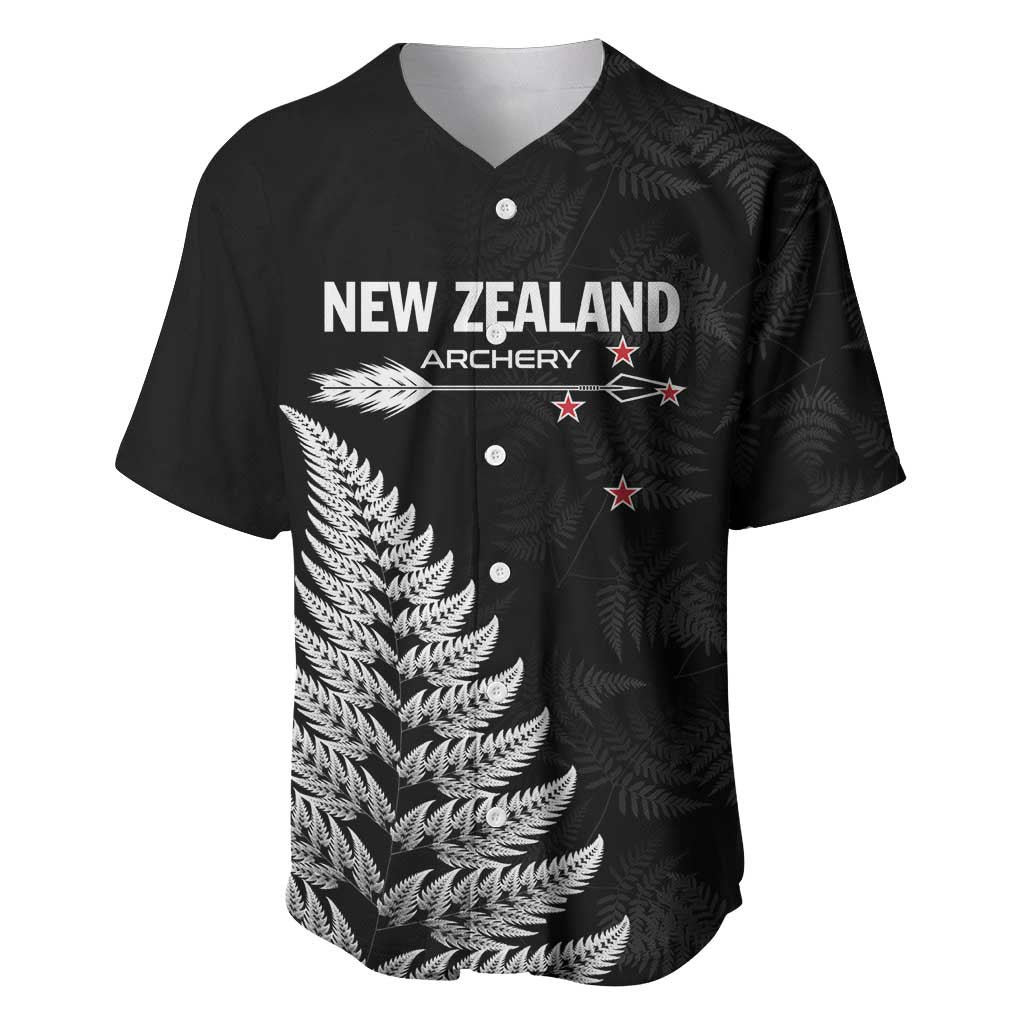 Personalised New Zealand 2025 Archery Baseball Jersey Aotearoa Silver Arrows Black