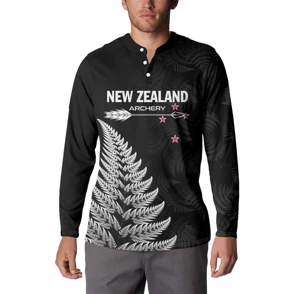 Personalised New Zealand 2025 Archery Button Sweatshirt Aotearoa Silver Arrows Black LT01 - Polynesian Pride