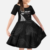 Personalised New Zealand 2025 Archery Family Matching Long Sleeve Bodycon Dress and Hawaiian Shirt Aotearoa Silver Arrows Black LT01 Daughter's Dress Black - Polynesian Pride