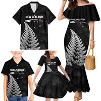 Personalised New Zealand 2025 Archery Family Matching Mermaid Dress and Hawaiian Shirt Aotearoa Silver Arrows Black