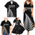 Personalised New Zealand 2025 Archery Family Matching Summer Maxi Dress and Hawaiian Shirt Aotearoa Silver Arrows Black