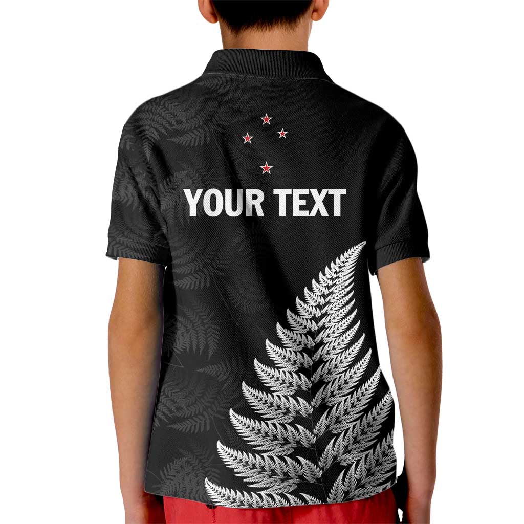 Personalised New Zealand 2025 Archery Kid Polo Shirt Aotearoa Silver Arrows Black