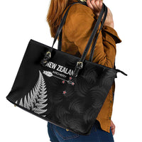 New Zealand 2025 Archery Leather Tote Bag Aotearoa Silver Arrows Black LT01 - Polynesian Pride