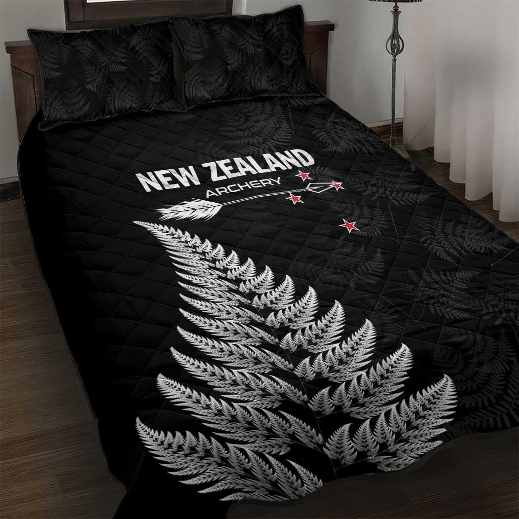 New Zealand 2025 Archery Quilt Bed Set Aotearoa Silver Arrows Black