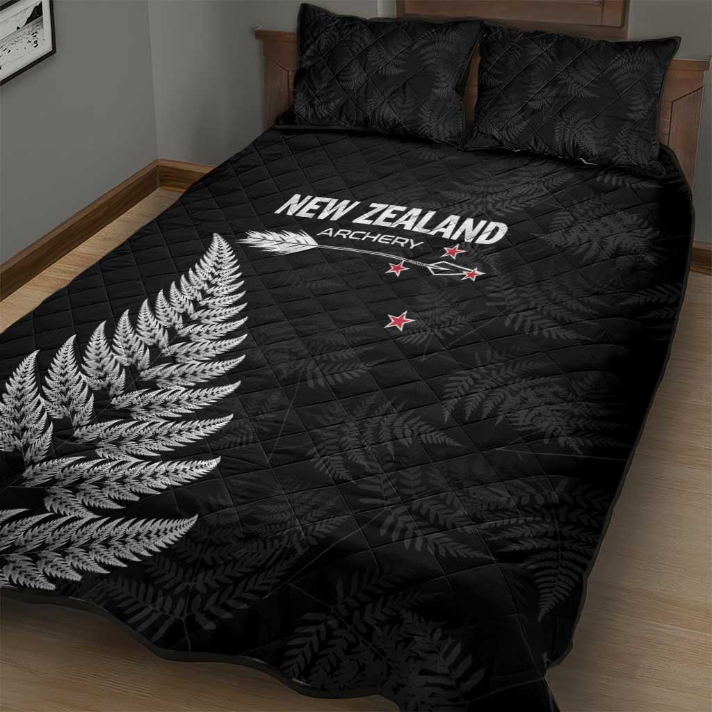New Zealand 2025 Archery Quilt Bed Set Aotearoa Silver Arrows Black