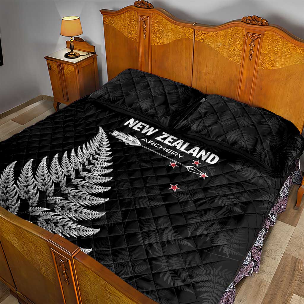 New Zealand 2025 Archery Quilt Bed Set Aotearoa Silver Arrows Black