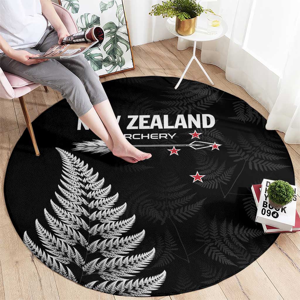 New Zealand 2025 Archery Round Carpet Aotearoa Silver Arrows Black