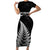 Personalised New Zealand 2025 Archery Short Sleeve Bodycon Dress Aotearoa Silver Arrows Black