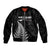 Personalised New Zealand 2025 Archery Sleeve Zip Bomber Jacket Aotearoa Silver Arrows Black