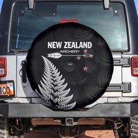 New Zealand 2025 Archery Spare Tire Cover Aotearoa Silver Arrows Black LT01 Black - Polynesian Pride