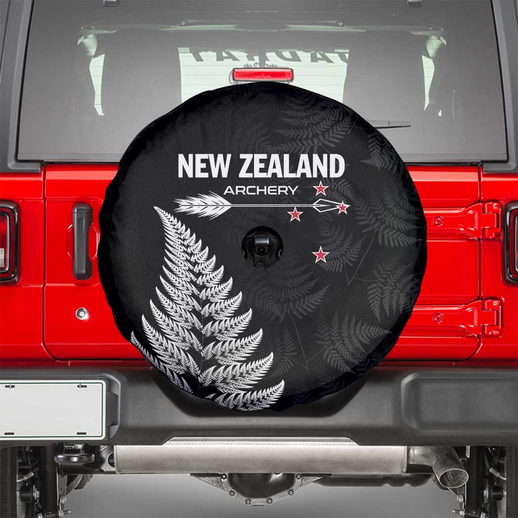 New Zealand 2025 Archery Spare Tire Cover Aotearoa Silver Arrows Black LT01 - Polynesian Pride