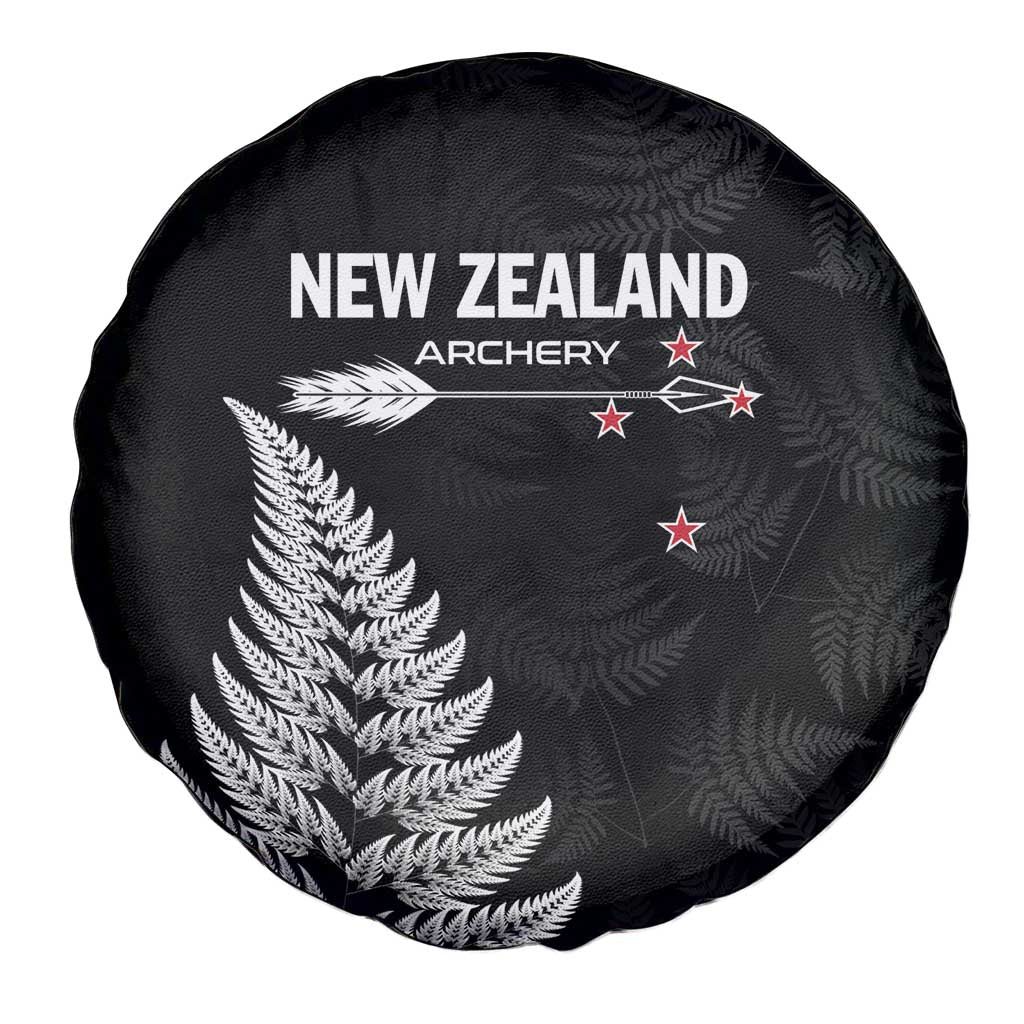 New Zealand 2025 Archery Spare Tire Cover Aotearoa Silver Arrows Black LT01 - Polynesian Pride