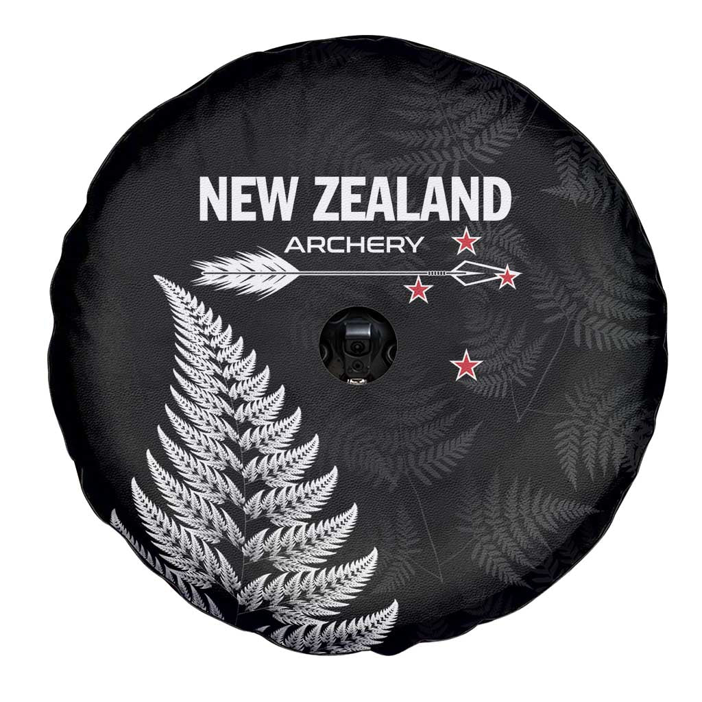 New Zealand 2025 Archery Spare Tire Cover Aotearoa Silver Arrows Black LT01 - Polynesian Pride