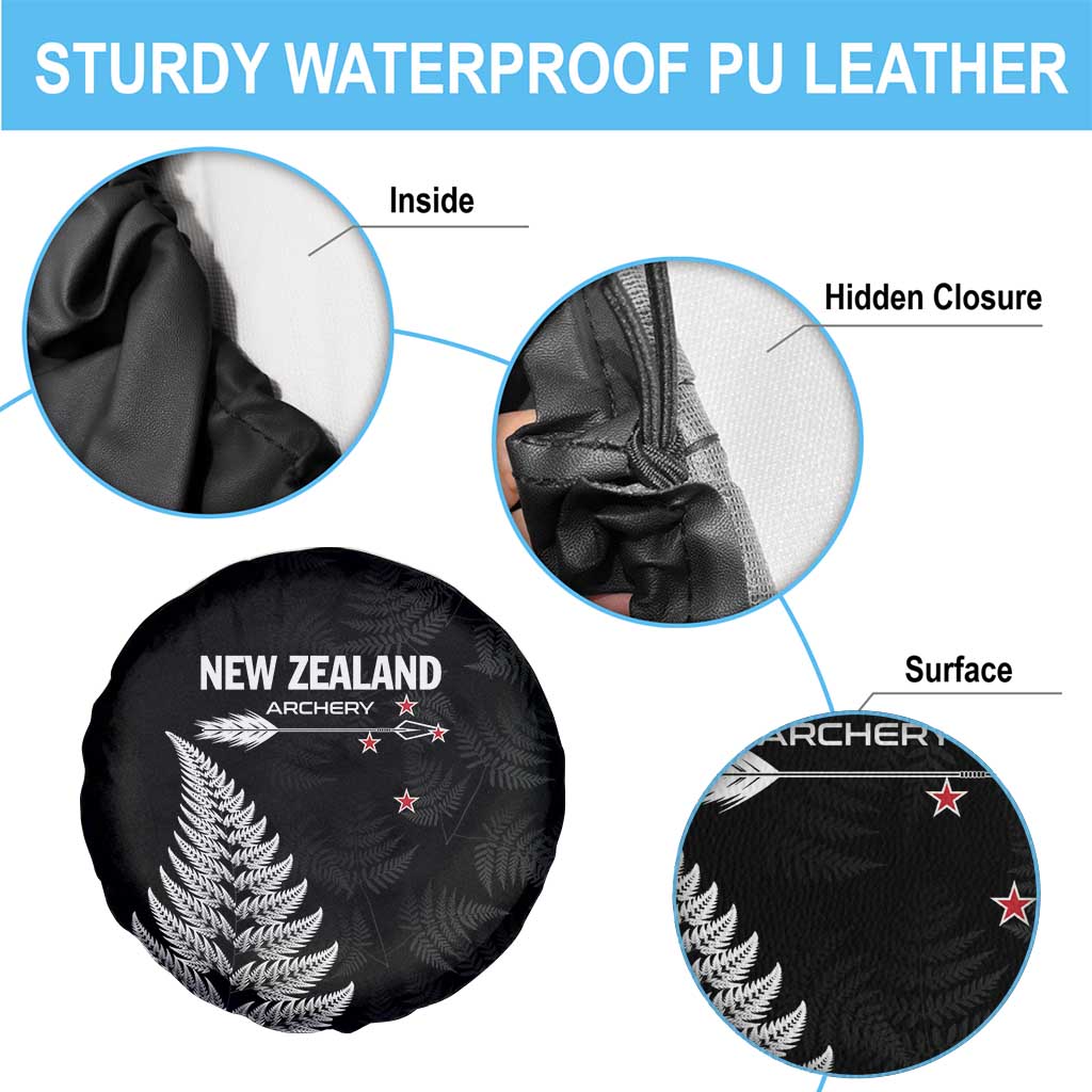New Zealand 2025 Archery Spare Tire Cover Aotearoa Silver Arrows Black LT01 - Polynesian Pride