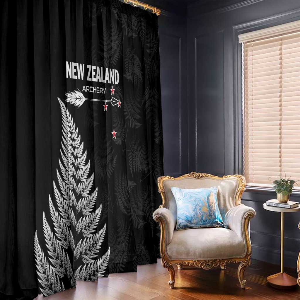 New Zealand 2025 Archery Window Curtain Aotearoa Silver Arrows Black