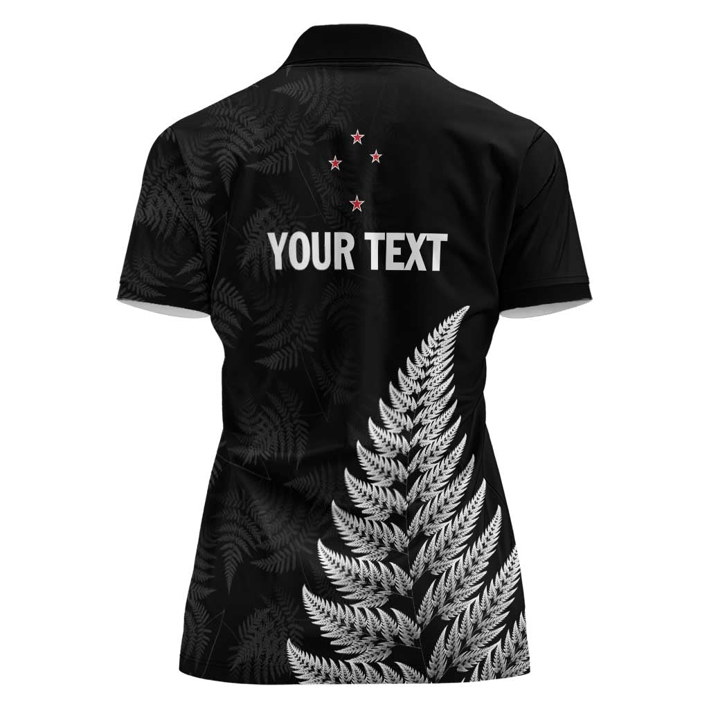 Personalised New Zealand 2025 Archery Women Polo Shirt Aotearoa Silver Arrows Black