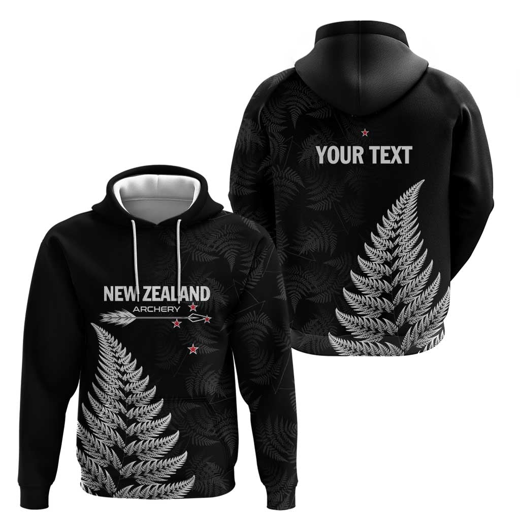 Personalised New Zealand 2025 Archery Zip Hoodie Aotearoa Silver Arrows Black LT01 - Polynesian Pride