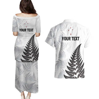 Personalised New Zealand 2025 Archery Couples Matching Puletasi and Hawaiian Shirt Aotearoa Silver Arrows White