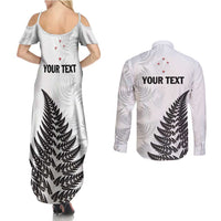 Personalised New Zealand 2025 Archery Couples Matching Summer Maxi Dress and Long Sleeve Button Shirt Aotearoa Silver Arrows White