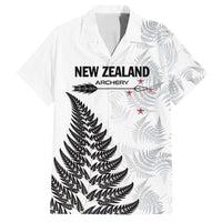 Personalised New Zealand 2025 Archery Family Matching Long Sleeve Bodycon Dress and Hawaiian Shirt Aotearoa Silver Arrows White LT01 Dad's Shirt - Short Sleeve White - Polynesian Pride