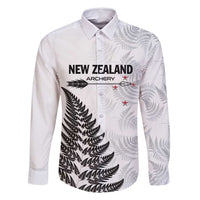 Personalised New Zealand 2025 Archery Family Matching Mermaid Dress and Hawaiian Shirt Aotearoa Silver Arrows White LT01 Dad's Shirt - Long Sleeve White - Polynesian Pride