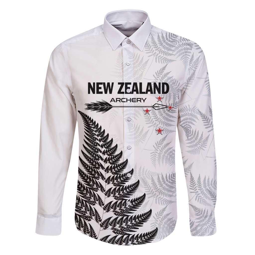 Personalised New Zealand 2025 Archery Family Matching Puletasi and Hawaiian Shirt Aotearoa Silver Arrows White