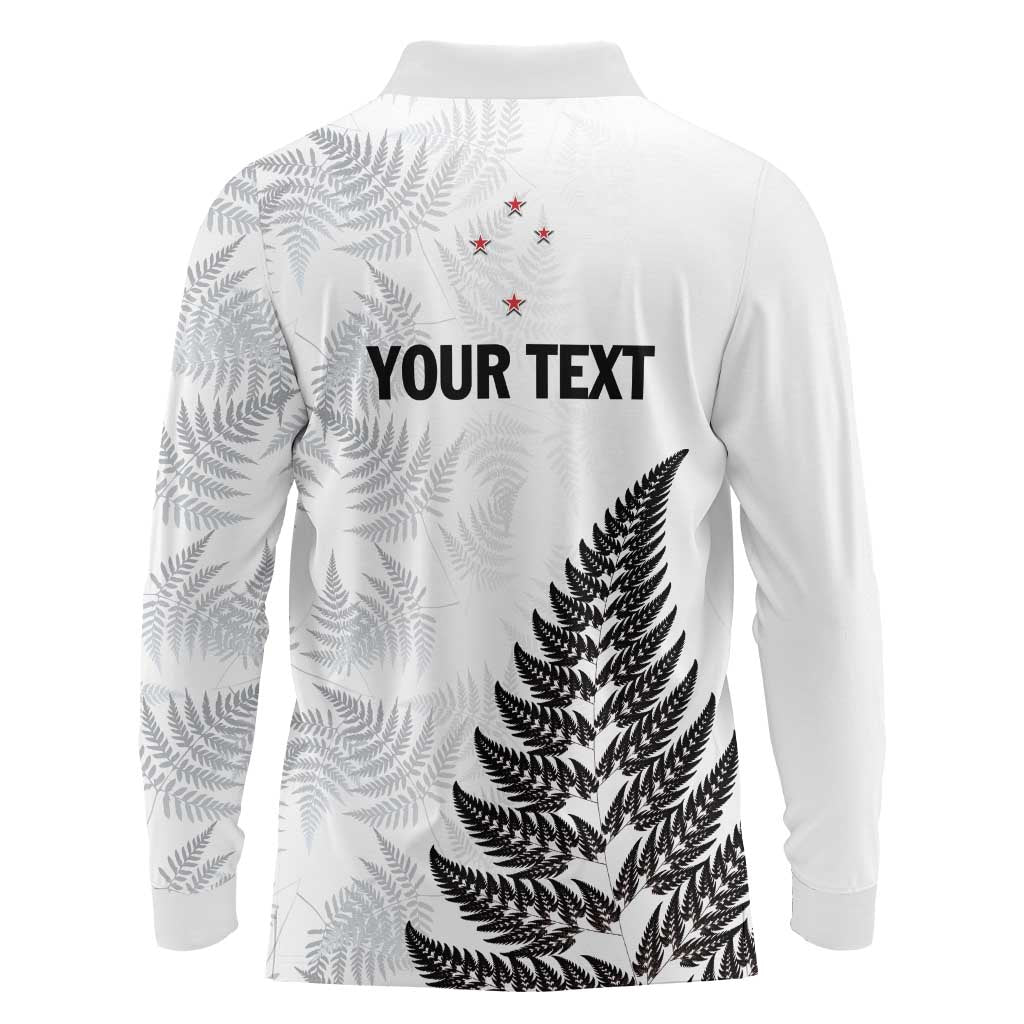 Personalised New Zealand 2025 Archery Long Sleeve Polo Shirt Aotearoa Silver Arrows White