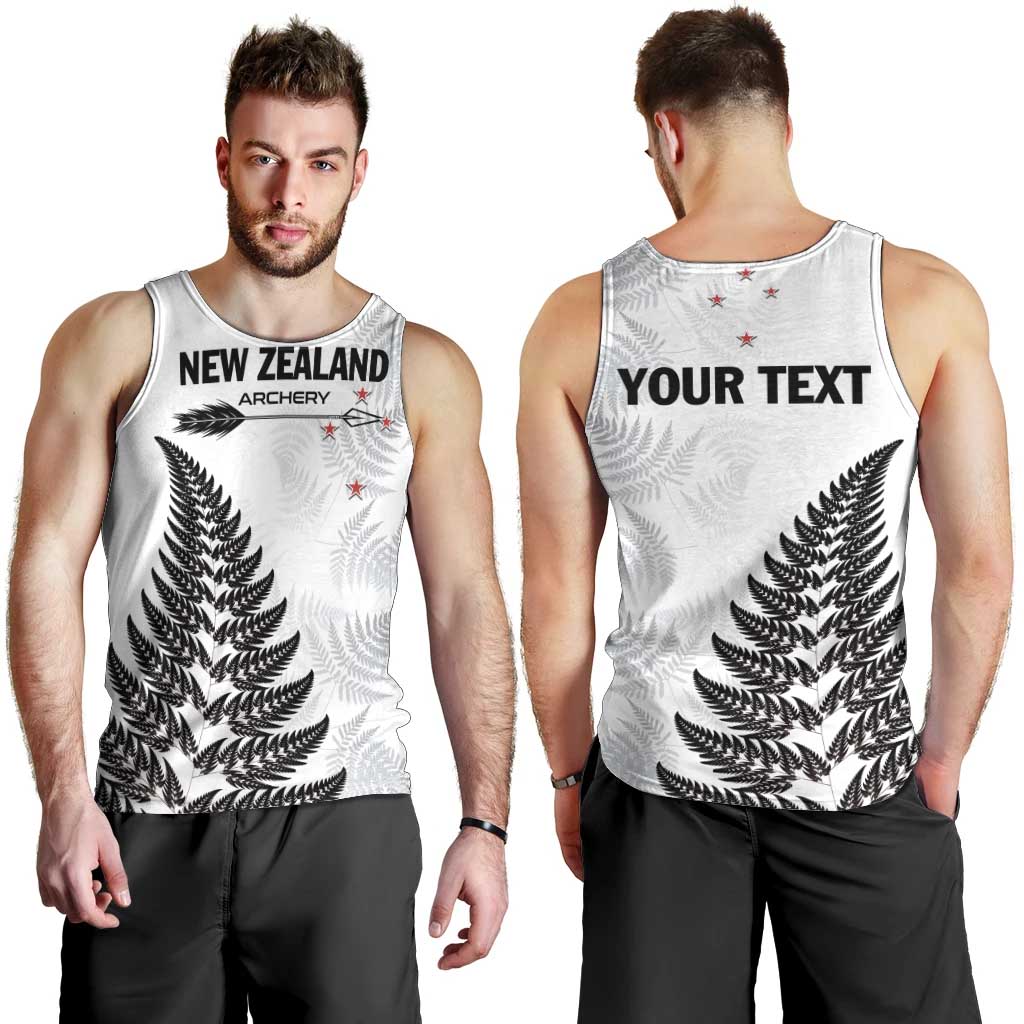 Personalised New Zealand 2025 Archery Men Tank Top Aotearoa Silver Arrows White