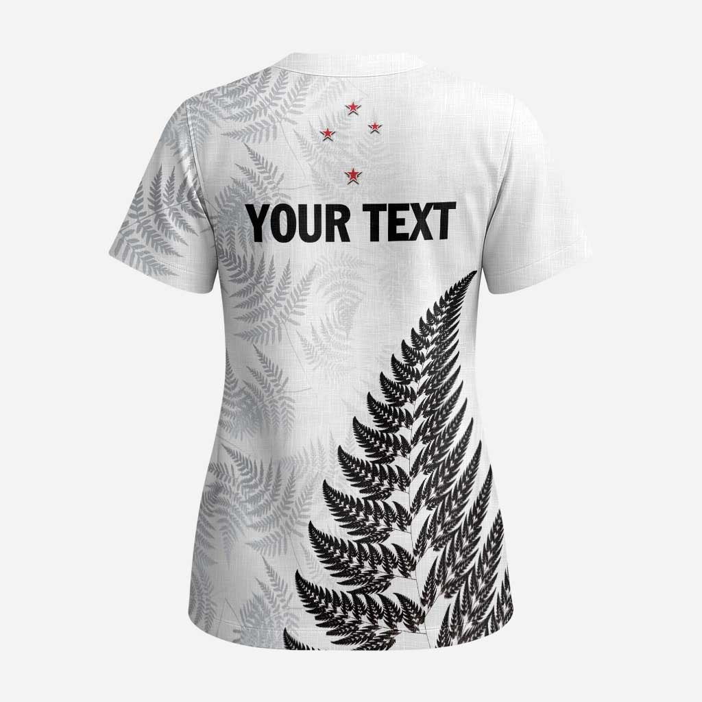 Personalised New Zealand 2025 Archery Scrub Top Aotearoa Silver Arrows White - Polynesian Pride