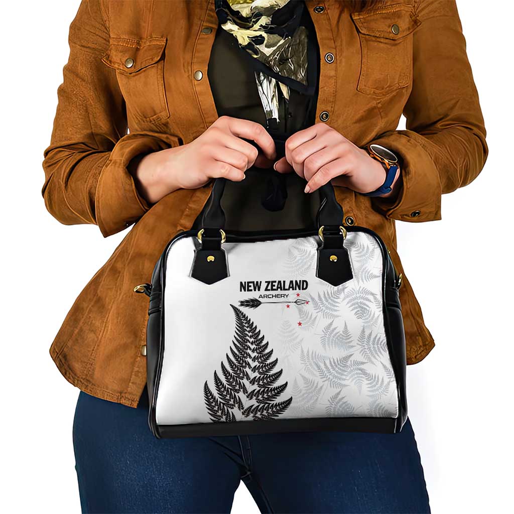 New Zealand 2025 Archery Shoulder Handbag Aotearoa Silver Arrows White LT01 - Polynesian Pride