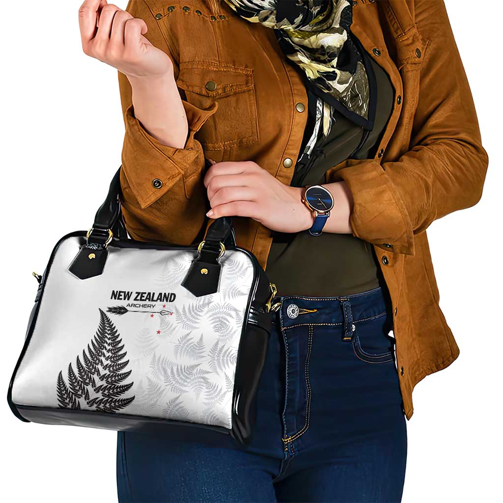 New Zealand 2025 Archery Shoulder Handbag Aotearoa Silver Arrows White LT01 - Polynesian Pride