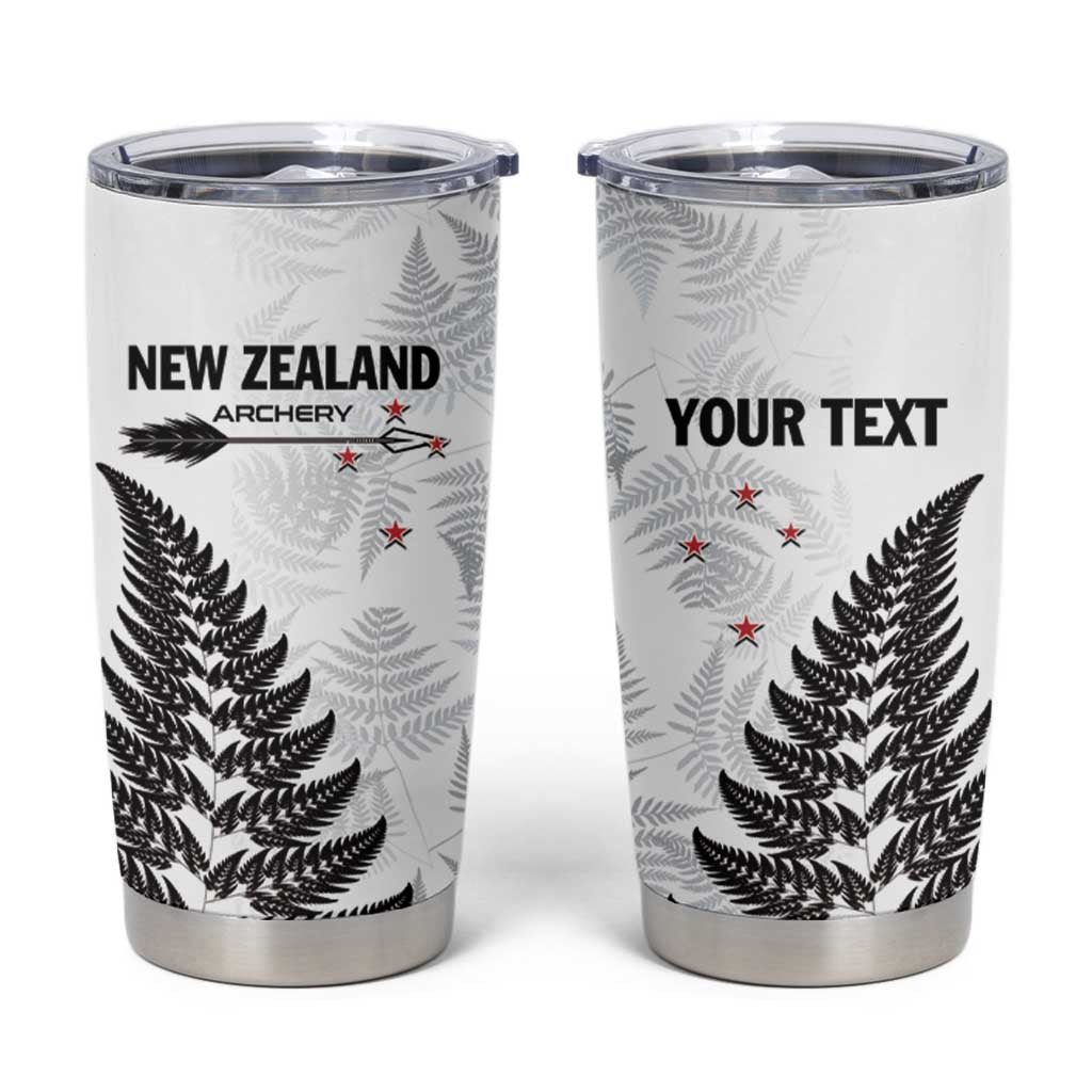 Personalised New Zealand 2025 Archery Tumbler Cup Aotearoa Silver Arrows White