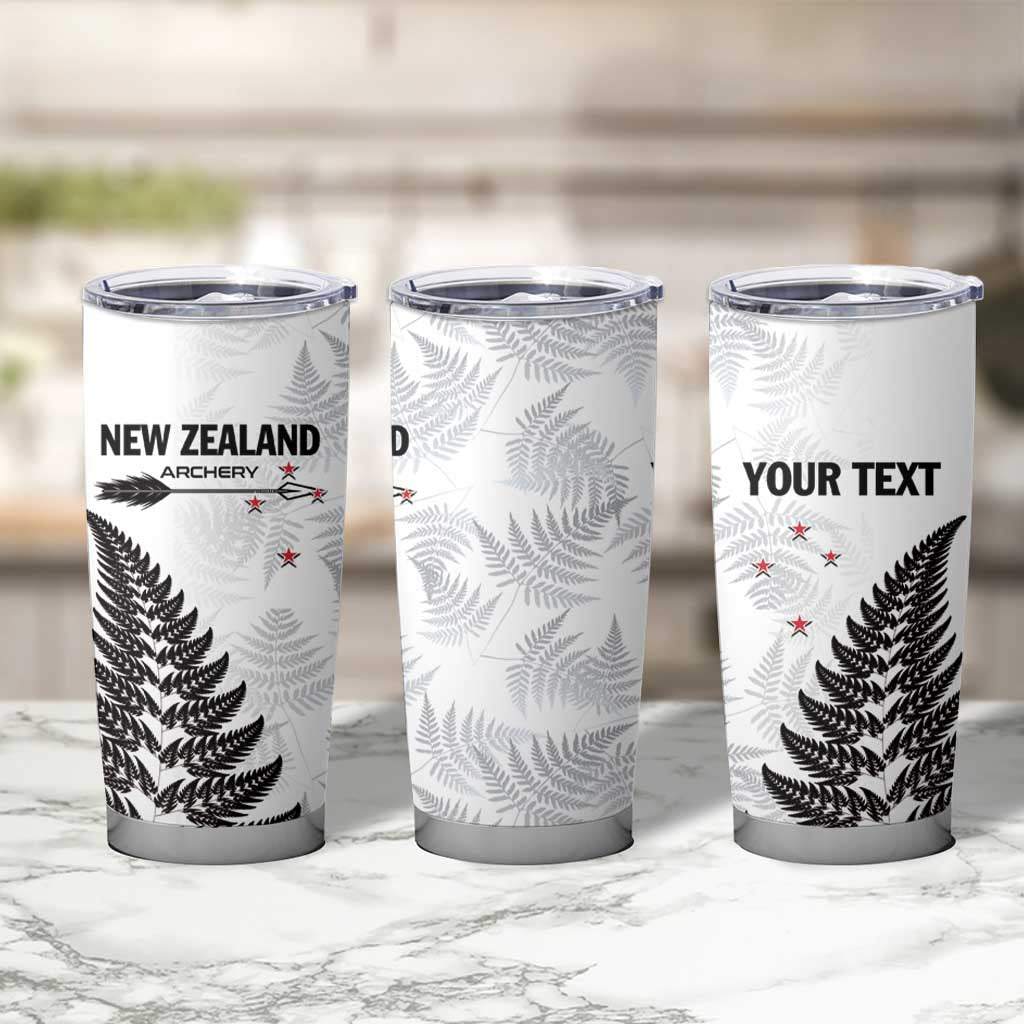 Personalised New Zealand 2025 Archery Tumbler Cup Aotearoa Silver Arrows White