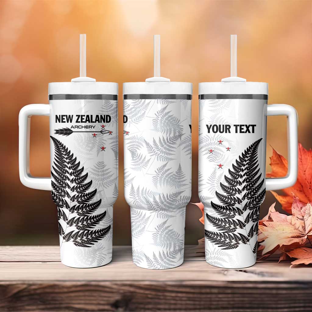Personalised New Zealand 2025 Archery Tumbler With Handle Aotearoa Silver Arrows White